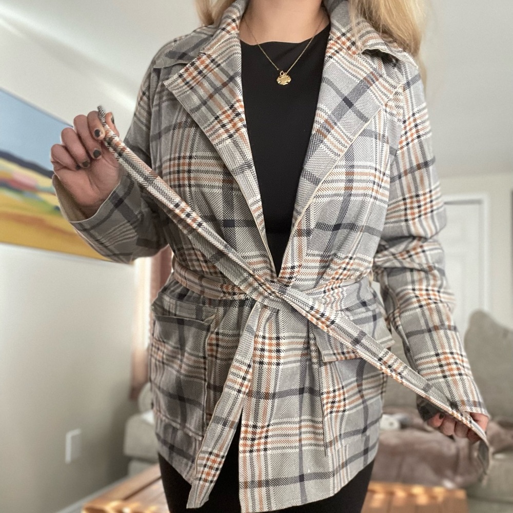 Splendid Plaid Belted Jacket